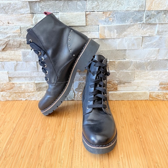 Pikolinos Black Studded Leather Ankle Boots - Picture 2 of 9